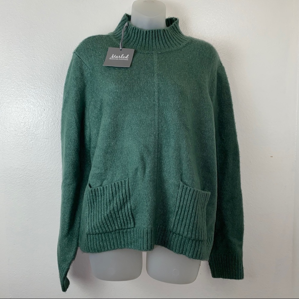 Marled green mock neck sweater